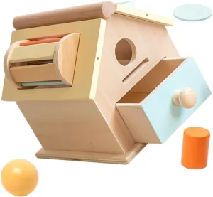 1 Set Funny Plaything Montessori Wooden Ball Coin House for Early Education Develop Fine Motor Skills Hand Coordination with Safe Natural Present