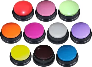 10 Color Voice Recording Button, Dog Buttons for Communication Pet Training Buzzer, 30 Second Record & Playback, Funny Gift for Study Office Home wtih Whire and Coffee