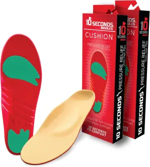 10 Seconds Pressure Relief 3030 with Metatarsal Pad – Ultra Cushioned - Medium Arch Support - Medium Arch Height, Trim to Fit, Molds to Foot Plastazote Memory Foam Topper (M 9, W 11) 2-Pack