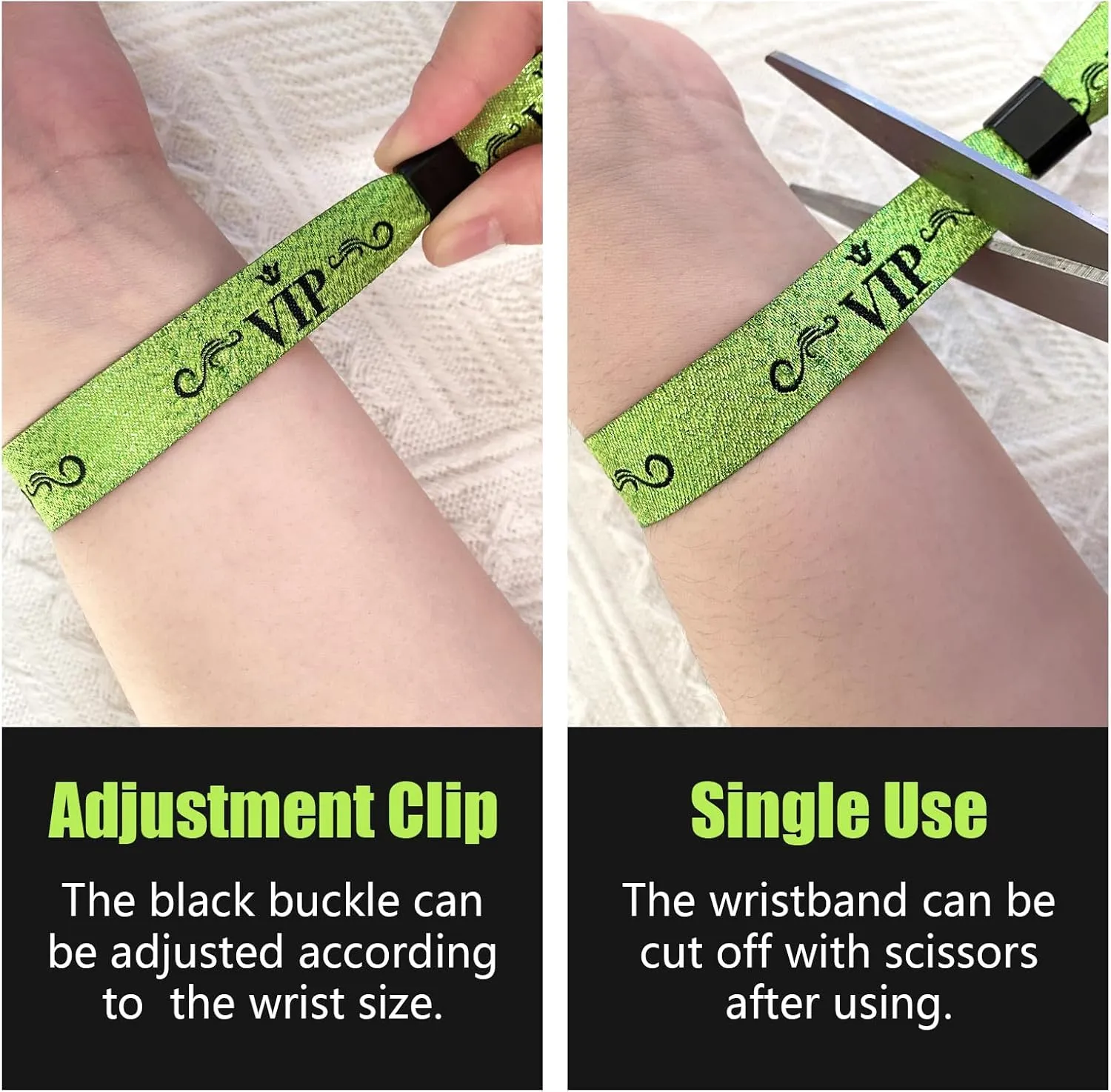 100 Pcs VIP Cloth Event Wristband, Disposable VIP Wristbands for Events, Colored VIP Wristbands Events,for Lightweight Concert,Club Entrance Wrist Strap Party Wristband Event (Color : Green2)