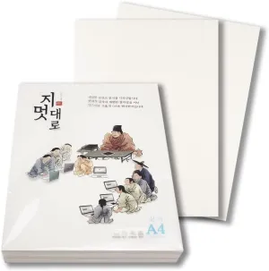 [100 Sheets] Yeonmu-ji/White Light-Weight Thin Hanji A4 with Natural Fiber Texture for Copy, Calligraphy, Drawing, Printing/Korean Traditional Mulberry Paper / 8.3x11.7 inch, 48gsm (White)