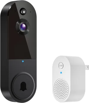 1080p Wireless Video Doorbell Camera with Chime, AI Human Detection, 2-Way Talk, Live View, Night Vision, Cloud Storage, 2.4G WiFi Only, Battery Powered, Indoor Outdoor Surveillance (Black)