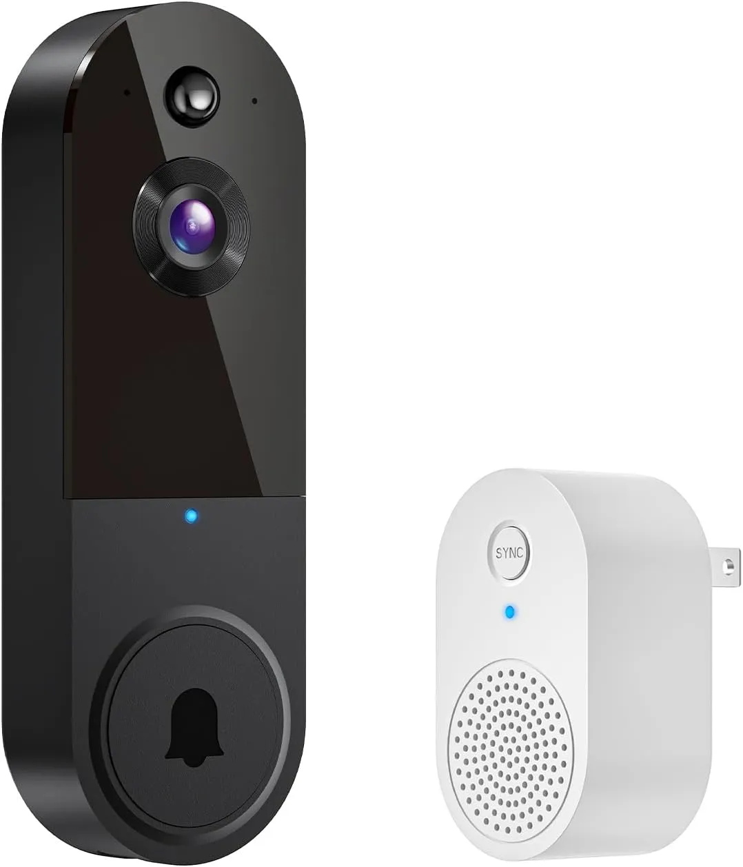 1080p Wireless Video Doorbell Camera with Chime, AI Human Detection, 2-Way Talk, Live View, Night Vision, Cloud Storage, 2.4G WiFi Only, Battery Powered, Indoor Outdoor Surveillance (Black)