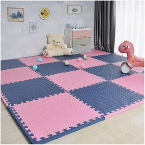 10 Pcs 30cm/60cm Foam Floor Tiles Square Interlocking Floor Mat DIY Puzzle Play Mat for Nursery Gym,1in Thick(Size:12x12inch,Color:Navy blue   pink)