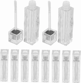 10Pcs Stylish Wave Transparent Lip Gloss Tubes Refillable Empty Lipstick Containers for DIY Makeup Portable Crystal Clear Lip Glaze Bottles for Travel and Daily Use