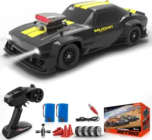 1:16 RC Drift Car 4WD 2.4GHz Remote Control Cars with Gyro 50km/H High Speed Drifting Car with LED Lights, Drift Tires Full Proportion RC Racing Cars Toy for Adults Boys Girls Kids, Yellow