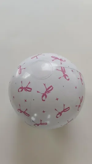 12 Pack 16 Inch Inflatable Beach Balls Bulk Pink Bow Summer Swimming Balls Pool Jumbo PVC Sport Ball for Adults Summer Hawaiian Beach Pool Party Favor Outdoor Water Game