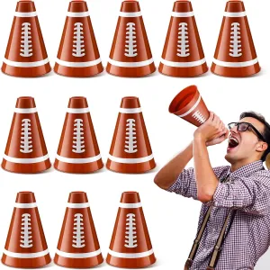12 Pcs Football Cheer Megaphone Plastic Megaphone Party Cheering Noisemaker Toys for Football Sports Match Game Outdoor Activities Cheerleading Favors Party Accessory Crafts