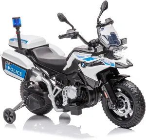 12V Kids Ride On Police Motorcycle, Licensed BMW Police Motorbike with High/Low Variable Speed,Built-In Music,USB,Warning Lights,Spring Suspension,Training Wheels (White_police)