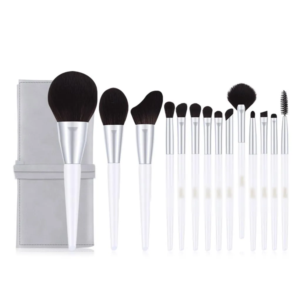14 Pieces of Plain Brocade Makeup Brush Set Full Set of Eye Shadow Brush Powder Blusher Brush Beauty Tools