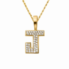 14k diamond letter J pendant 0.5 ctw