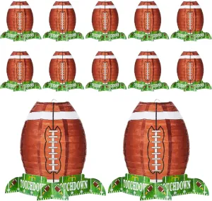 16 Pieces Football Paper Lantern Table Centerpiece Decoration Set Soccerball Game Lantern with Stand Pieces for Sports Game Football Birthday Party Supplies,12 Inches