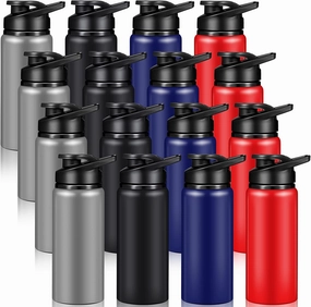 16 Pack Aluminum Water Bottles with Snap Lid Aluminum Reusable Sports Lightweight Leak Proof Water Bottles Bulk for Gym Hiking Cycling Sports Outdoor(20 oz)