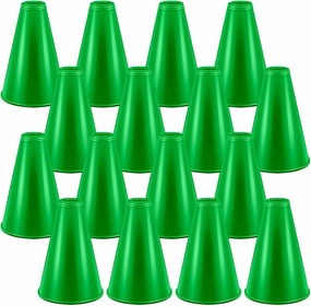 16 Pcs Cheer Megaphone for Party Green Plastic Megaphone DIY Accessory for School Outdoor Activities DIY Decorations Party Favors Super Bowl Sports Match Game(16 Pcs, Green)