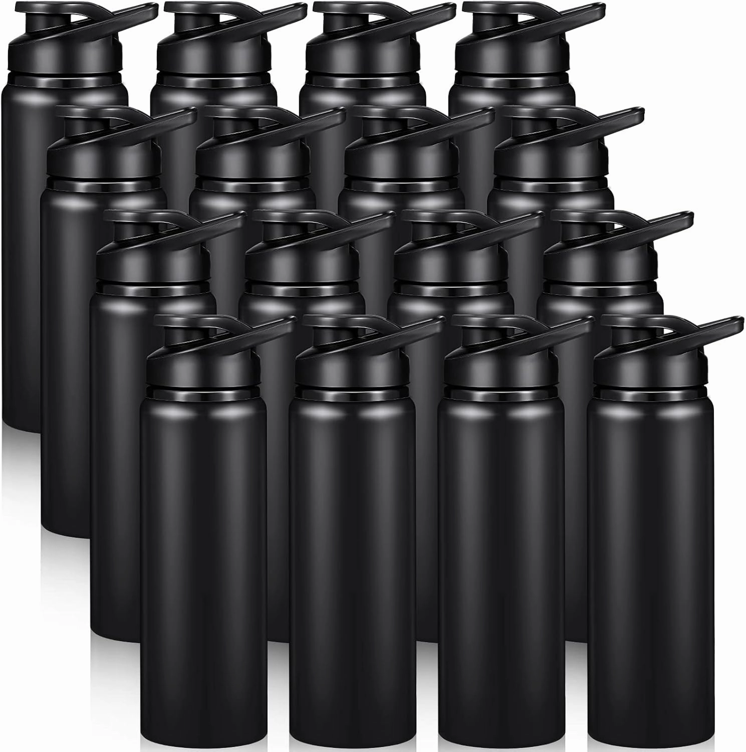 16 Pieces Aluminum Bulk 25 oz Sports Water Bottles with Snap Lids Lightweight Bike Water Bottle Reusable Leak Proof for Outdoor Gym Sports Camping Hiking Fishing