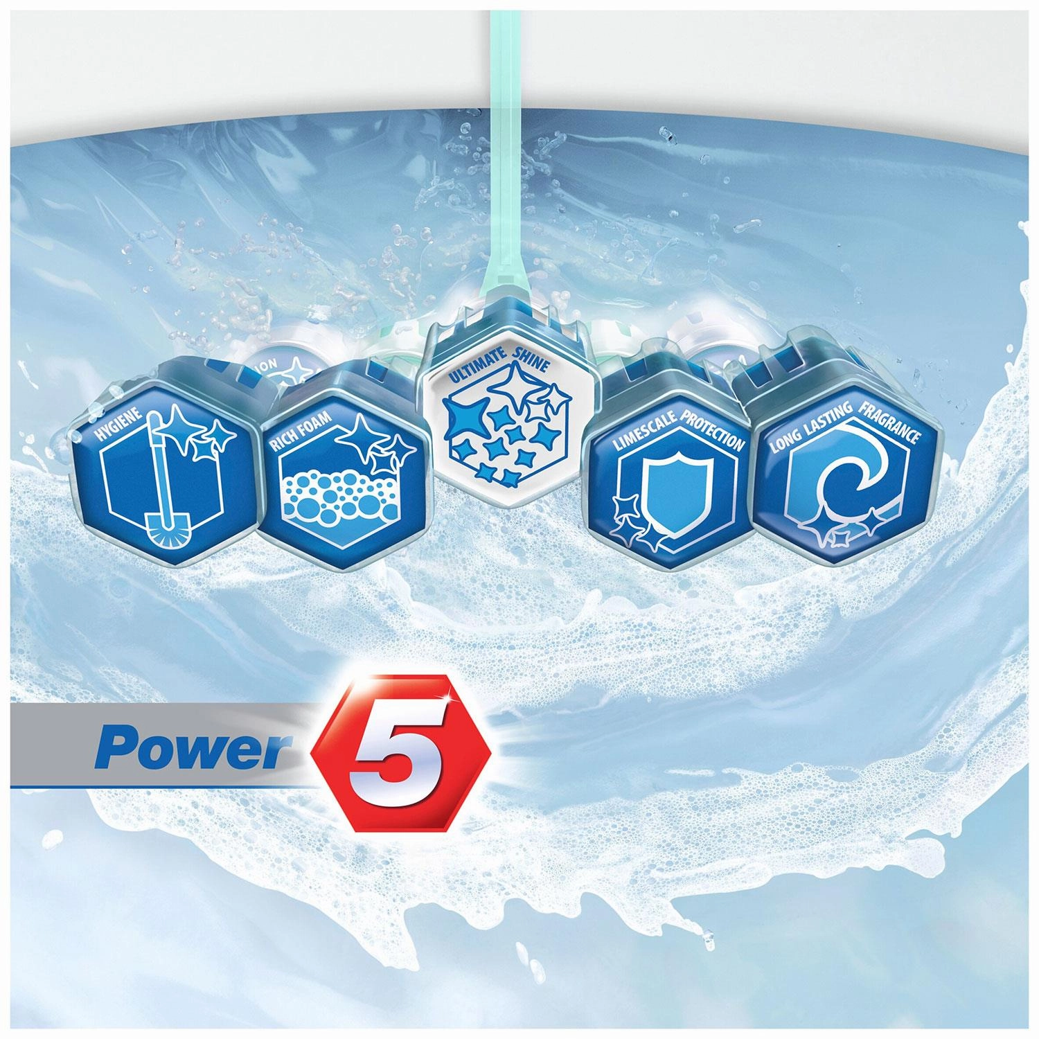 18x Domestos Power 5 Lime Toilet Rim Blocks for LongLasting Protection 55g,Pkof5