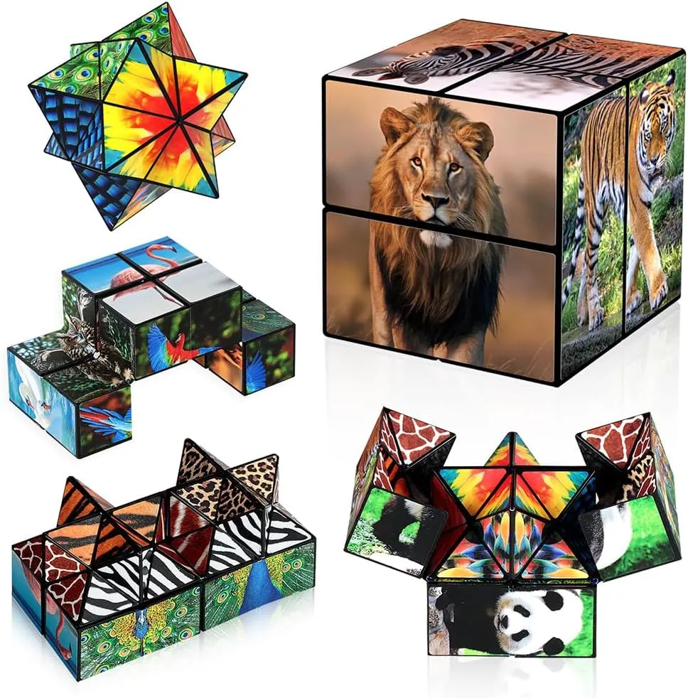 2 in 1 Star Cube Magic Cube Set, Infinity Cube Fidget Toy for Kids, Animal Toys for Ages 8-13, Travel Yoshimoto Cube for 6 7 8 9 10 11 Year-Old Boy Girls Gifts