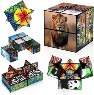 2 in 1 Star Cube Magic Cube Set, Infinity Cube Fidget Toy for Kids, Animal Toys for Ages 8-13, Travel Yoshimoto Cube for 6 7 8 9 10 11 Year-Old Boy Girls Gifts