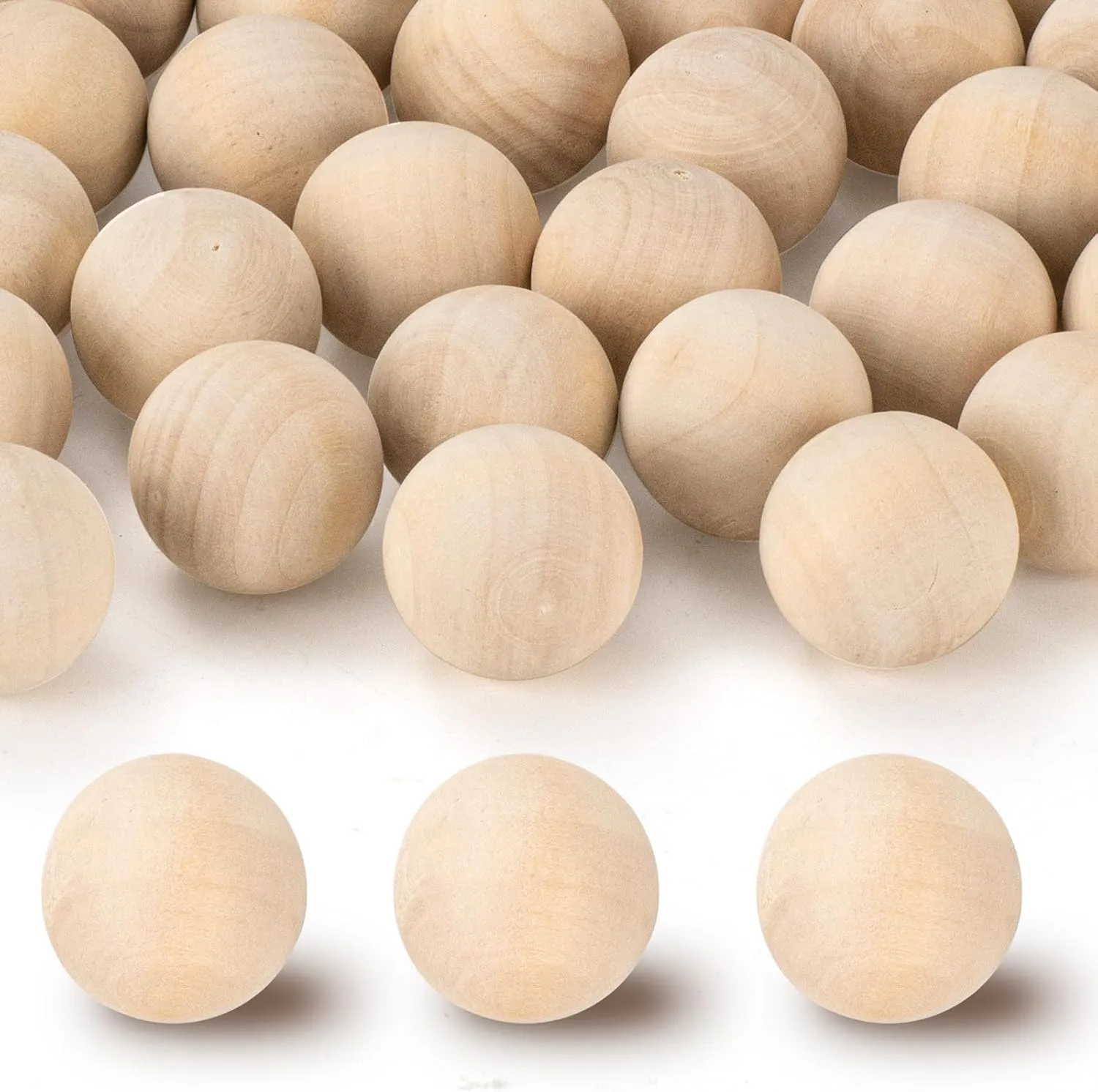 2 Inch Wooden Round Balls, Bag of 20 Unfinished Solid Round Wood Balls, Hardwood Birch, for Crafts and DIY Projects