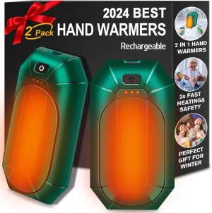 2 Pack AI Hand Warmer Rechargeable, Portable Electric Hand Warmers Reusable, USB Handwarmers, Outdoor/Indoor/Work/Studying/Camping/Hunting/Golf/Pain Relief/Game/Warm Gifts for Men Women Kids