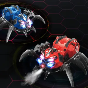 2 Pack Remote Control Spider Toy, Robot Spider with 2.4 GHz Remote Controller, RC Spider Stunt Robot with Spray/Lights/Music