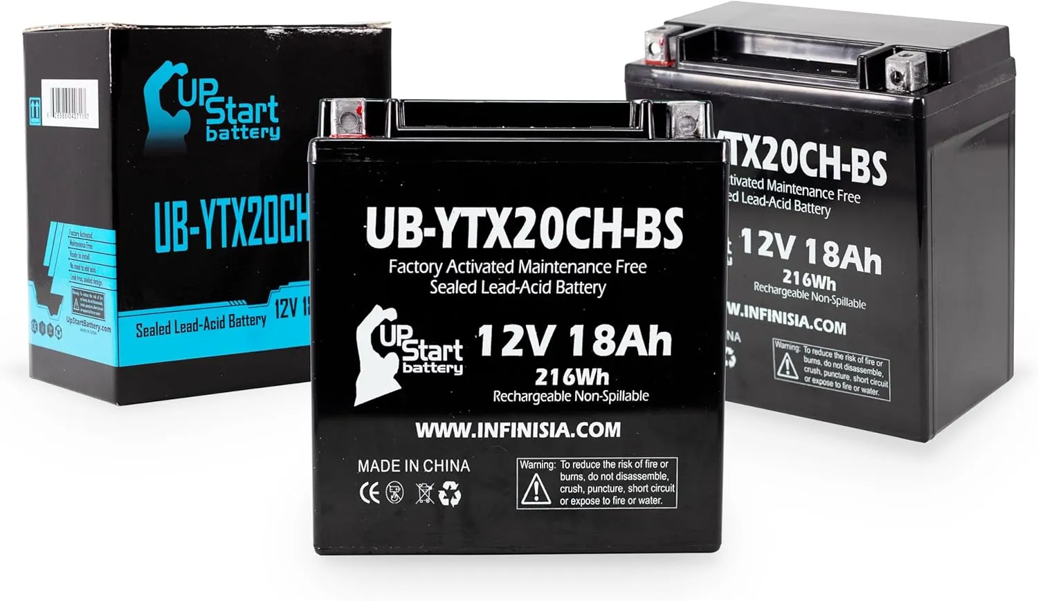 2-Pack UB-YTX20CH-BS Battery Replacement for 2012 Piaggio-Gilera Fuoco 500ie 500 CC Scooter - Factory Activated, Maintenance Free, Motorcycle Battery - 12V, 18AH, UpStart Battery Brand