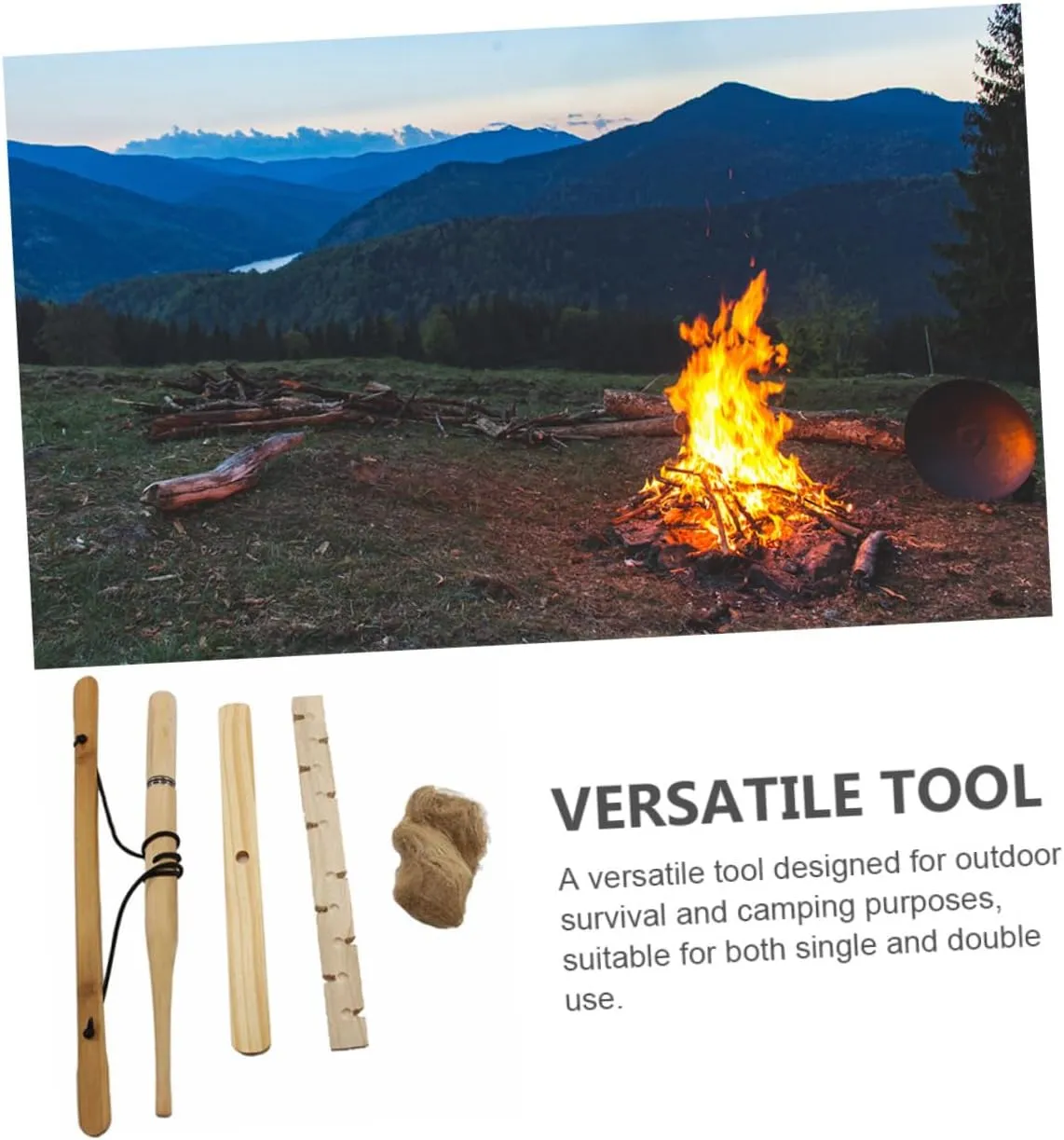 2 Sets Camping Fire Lighter Outdoor Fire Starter Camping Fire Tool Double Drill Pipe Make Fire Tool