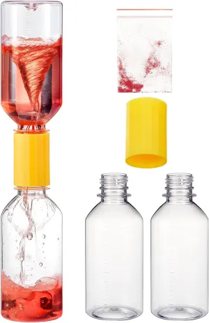 2 Sets Tornado Makers, Tornadoes in a Bottle 1 Set Contains 2 Empty Bottles, 1 Plastic Cyclone Tube Vortex Connector, 1 Instructions, 1 Color Powder, Suitable for Scientific Experiments