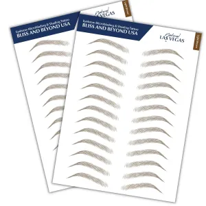 2 sheets eyebrow tattoo waterproof sticker, Long Lasting, Natural Looking Eyebrow for Alopecia, Chemo, Cancer gift. Same Size eyebrow tattoos (Natural Las Vegas, Light Brown)