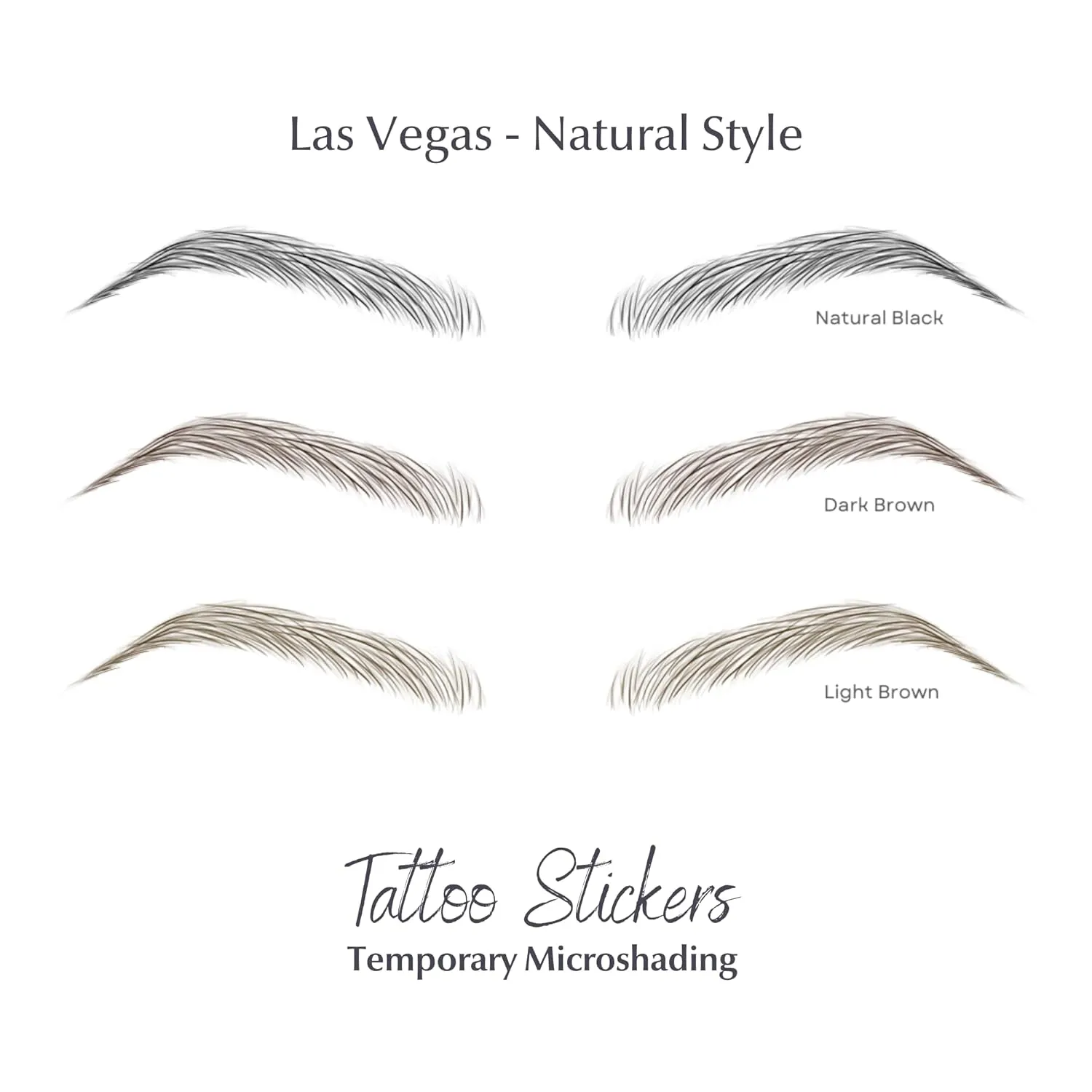 2 sheets eyebrow tattoo waterproof sticker, Long Lasting, Natural Looking Eyebrow for Alopecia, Chemo, Cancer gift. Same Size eyebrow tattoos (Natural Las Vegas, Light Brown)