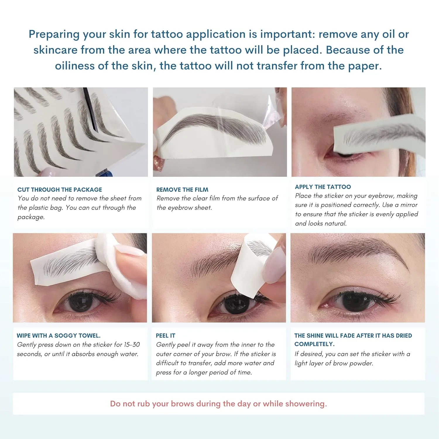 2 sheets eyebrow tattoo waterproof sticker, Long Lasting, Natural Looking Eyebrow for Alopecia, Chemo, Cancer gift. Same Size eyebrow tattoos (Natural Las Vegas, Light Brown)