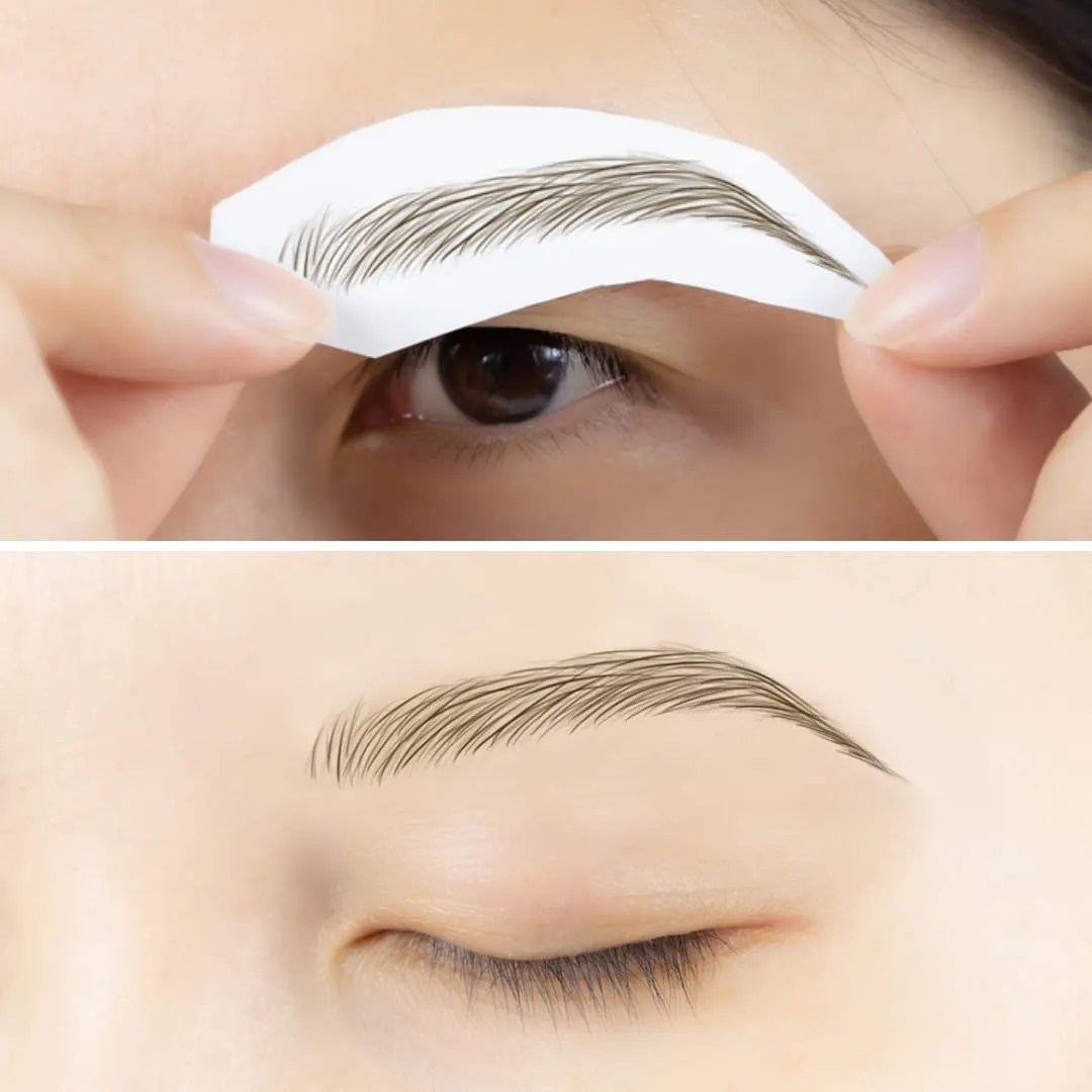 2 sheets eyebrow tattoo waterproof sticker, Long Lasting, Natural Looking Eyebrow for Alopecia, Chemo, Cancer gift. Same Size eyebrow tattoos (Natural Las Vegas, Light Brown)