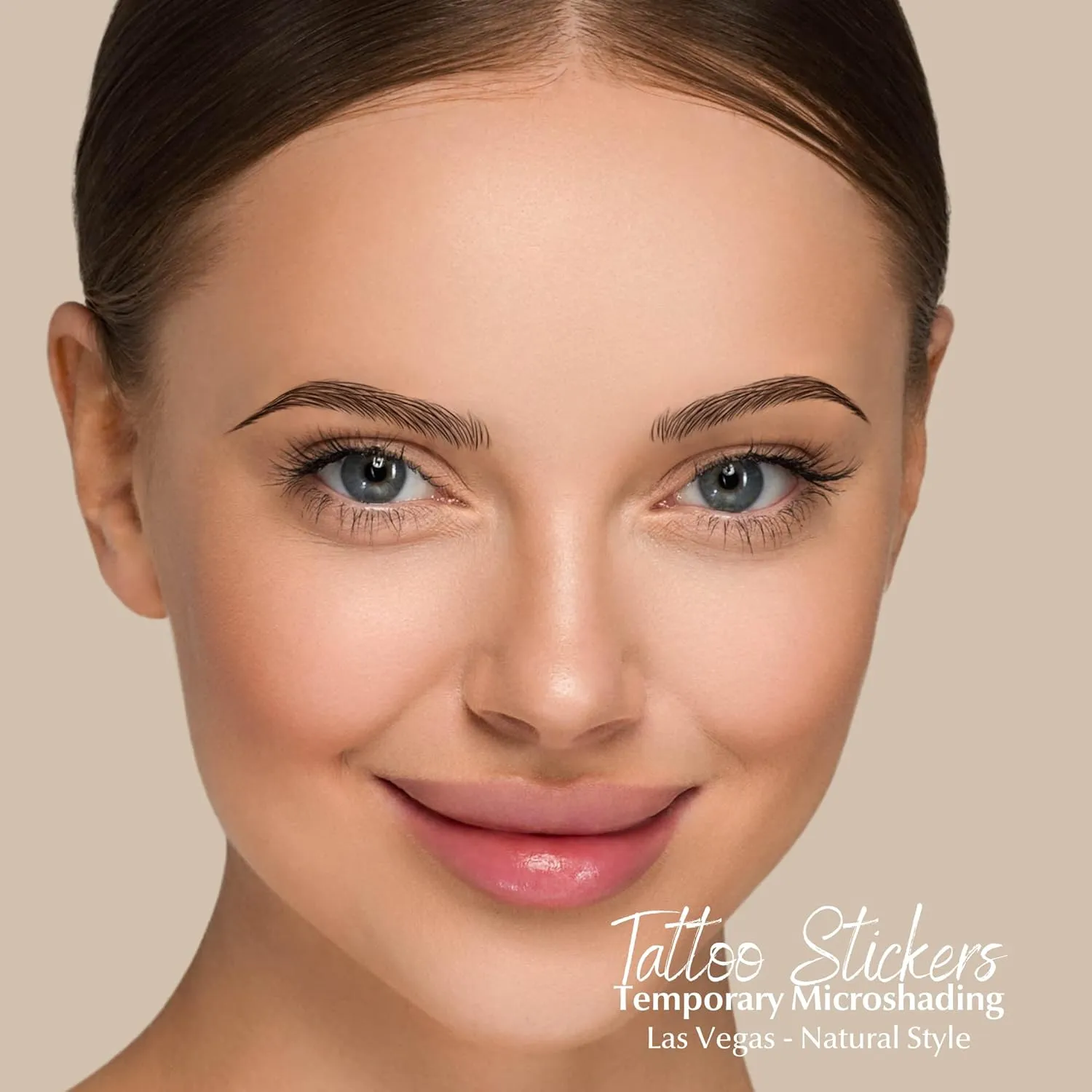 2 sheets eyebrow tattoo waterproof sticker, Long Lasting, Natural Looking Eyebrow for Alopecia, Chemo, Cancer gift. Same Size eyebrow tattoos (Natural Las Vegas, Light Brown)