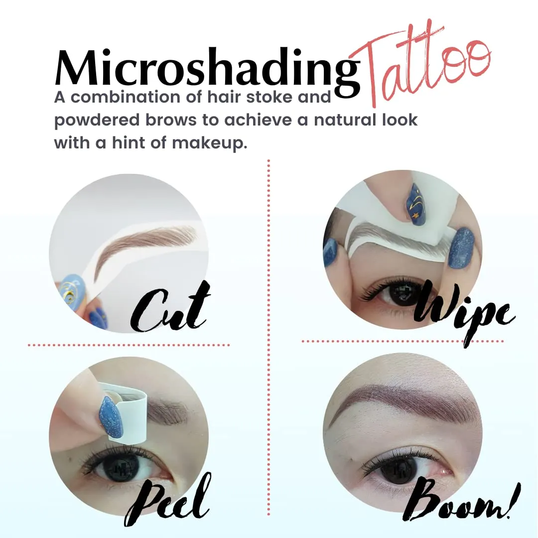 2 Sheets Waterproof Eyebrow Tattoo Stickers, Long Lasting, Natural Looking Fake Eyebrows for Alopecia, Chemo, Cancer Gift. Same Size (Dramatic Las Vegas, Brown)