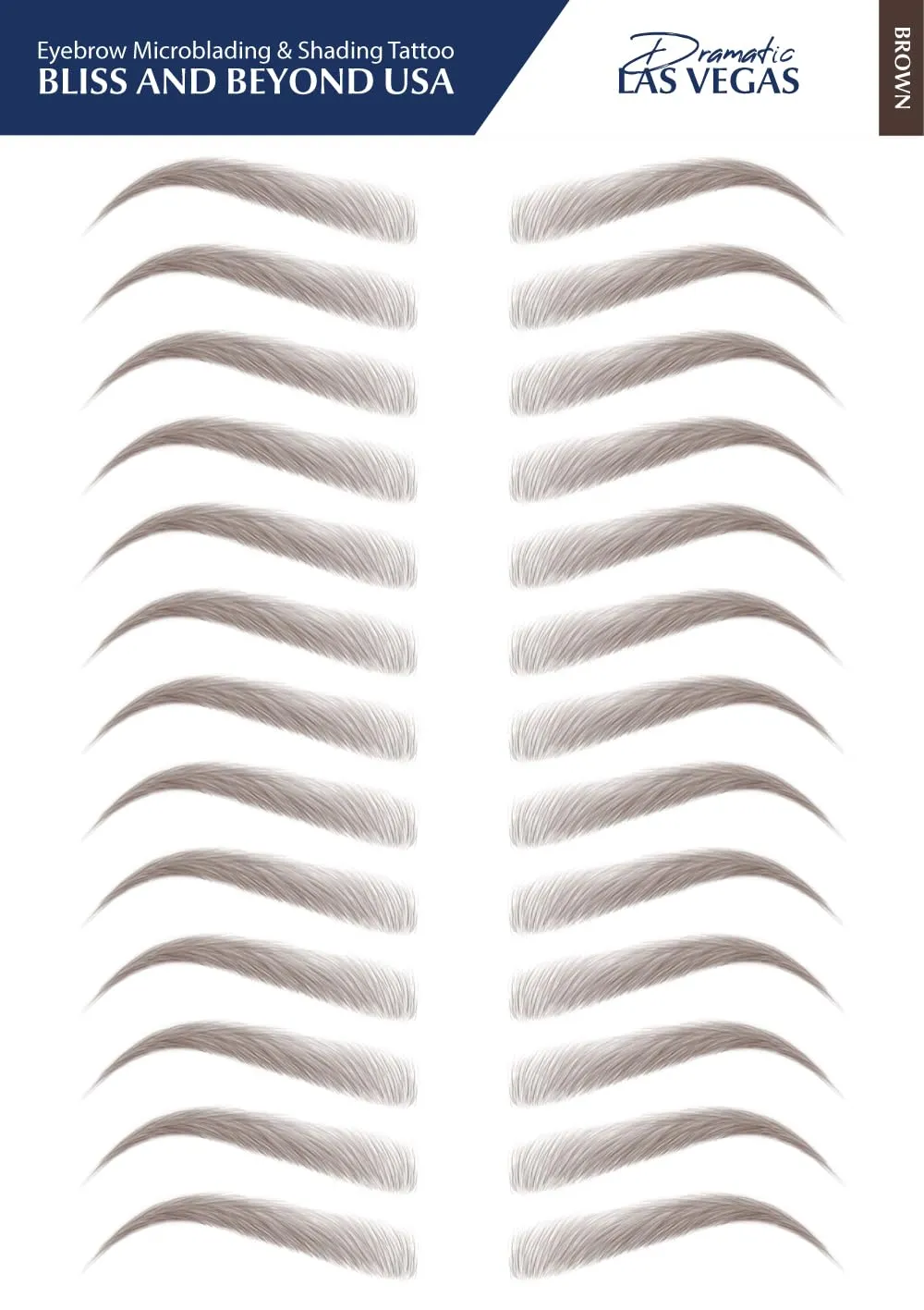 2 Sheets Waterproof Eyebrow Tattoo Stickers, Long Lasting, Natural Looking Fake Eyebrows for Alopecia, Chemo, Cancer Gift. Same Size (Dramatic Las Vegas, Brown)