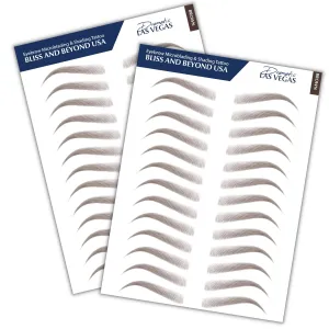 2 Sheets Waterproof Eyebrow Tattoo Stickers, Long Lasting, Natural Looking Fake Eyebrows for Alopecia, Chemo, Cancer Gift. Same Size (Dramatic Las Vegas, Brown)
