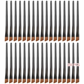 200 Disposable Angled Brow Brushes, Soft Synthetic Slant Tip Applicators For Eyebrow Tint & Makeup, Plastic Handles