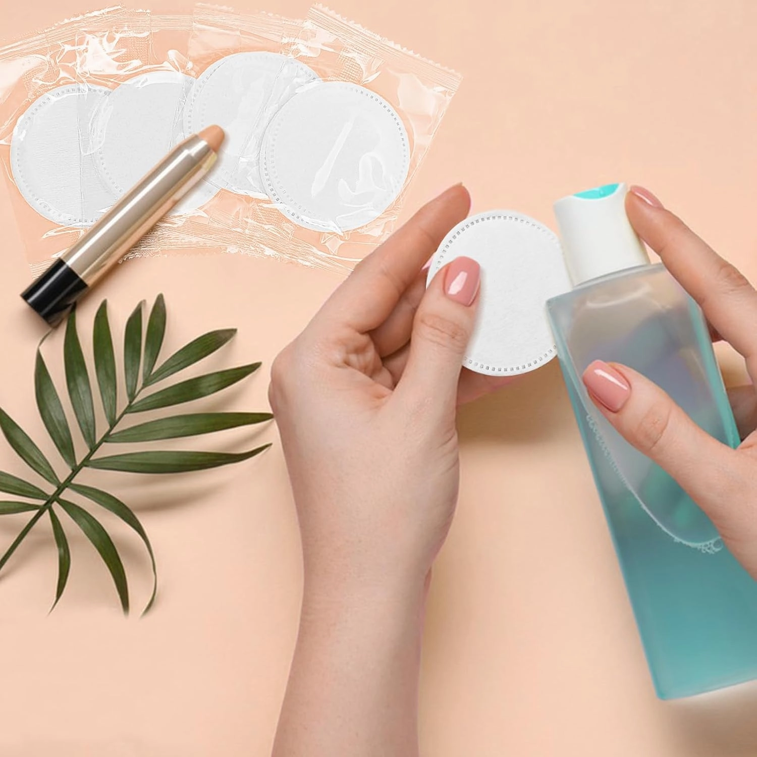 200 Pcs Kheoxusa Individually Wrapped Cotton Pads,Individually Wrapped Cotton Rounds,Natural,Round, Disposable,Cotton Face Pads Personal Care Kit Sachet Wrap (2 Pcs/Set, 100 Sets,200 pcs in Totally)