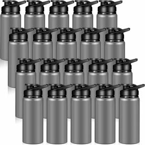 20 Pack Aluminum Water Bottles 20 Oz Metal Sports Bottles with Snap Lids Portable Bike Water Reusable Travel Container with Handle Bulk Pack School Supplies