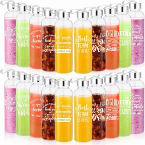 20 Pcs Thank You Teacher Appreciation Gifts 17 oz Clear Plastic Water Bottles Reusable Bottles Bulk with Stainless Steel Lids Nylon Carrying Strap Graduation Gift(Mixed Style)