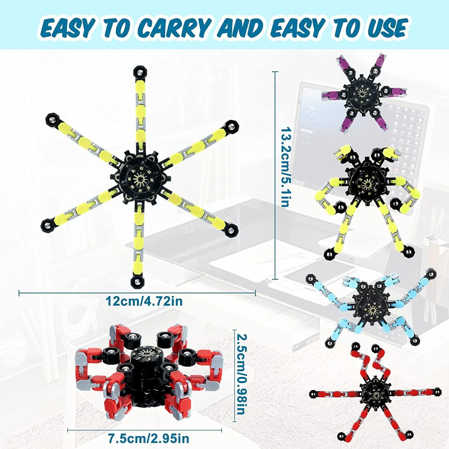 20pcs Random Fidget Spinners,DIY Deformable Robot Fingertip Toys,Decompression Spinner,Deformable Creative Mechanical Gyro Toys,Stress Relief Mechanical Chain Toy for Kids Adults，Party Supplies