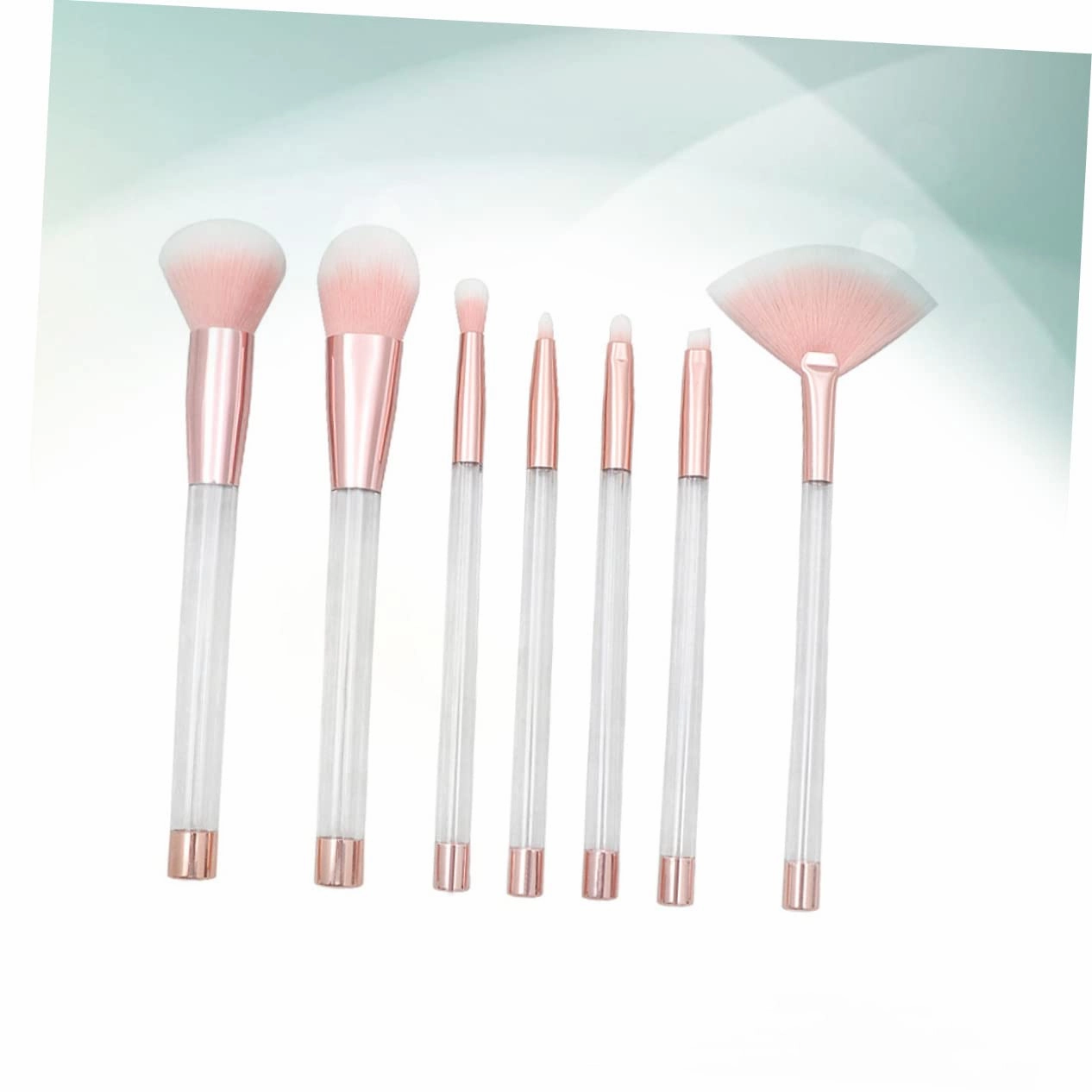21pcs Transparent Crystal Makeup Brush Set with Empty Handle Rose Gold and Design Hair for Application for Daily and
