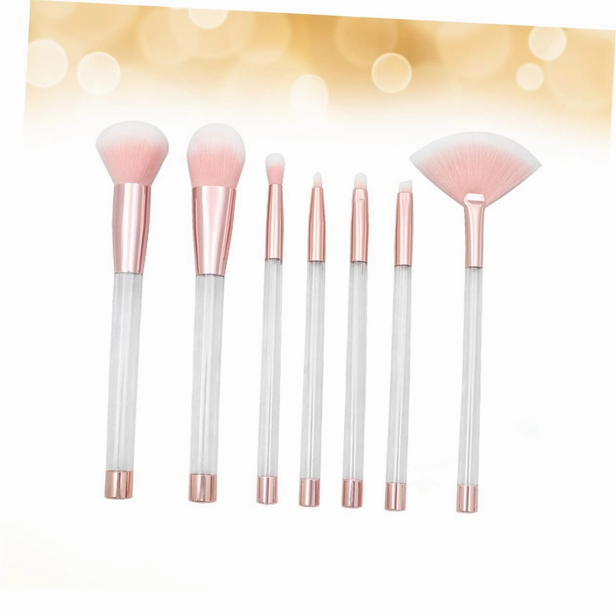 21pcs Transparent Crystal Makeup Brush Set with Empty Handle Rose Gold and Design Hair for Application for Daily and