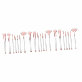 21pcs Transparent Crystal Makeup Brush Set with Empty Handle Rose Gold and Design Hair for Application for Daily and