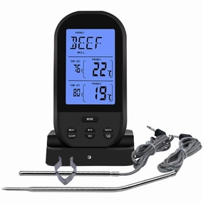 230 Feet Wireless Range Grill Oven Meat Thermometer with Timer and LCD Backlight Waterproof Dual Probe Kitchen Cooking Food Thermometer