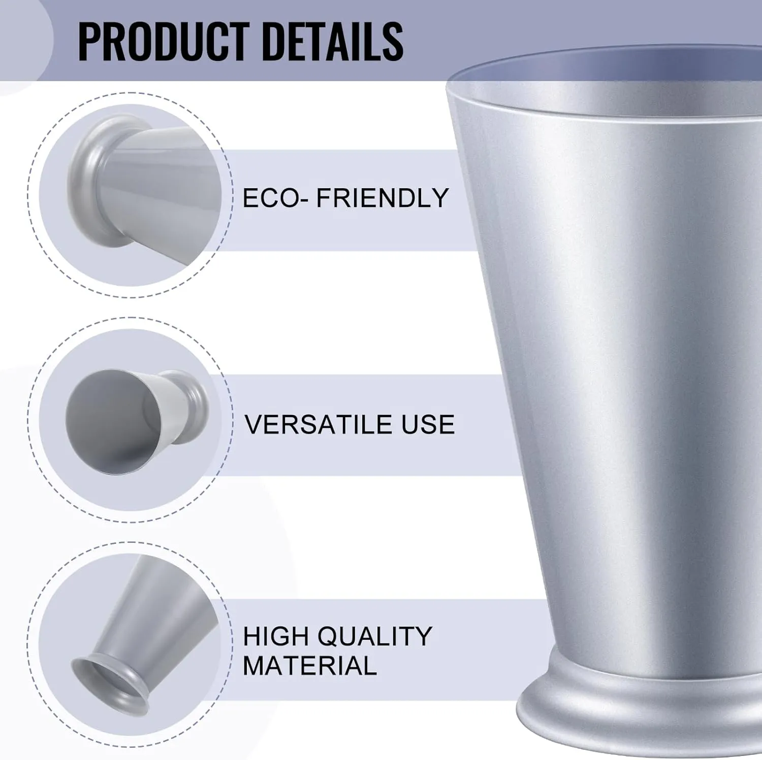 24 Pcs Plastic Mint Julep Cups Bulk 10 oz Silver Cocktail Mint Julep Glasses for Festival Party Supplies Bar Kitchen Restaurant Beer Juice Beverage