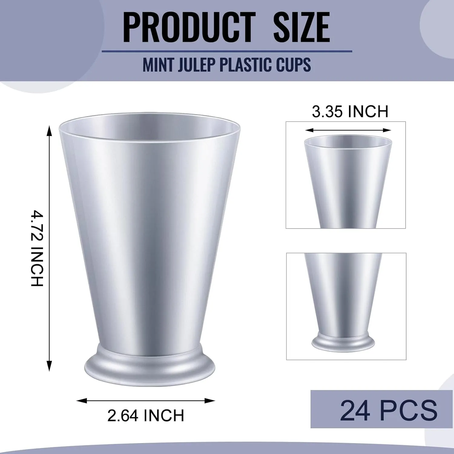 24 Pcs Plastic Mint Julep Cups Bulk 10 oz Silver Cocktail Mint Julep Glasses for Festival Party Supplies Bar Kitchen Restaurant Beer Juice Beverage