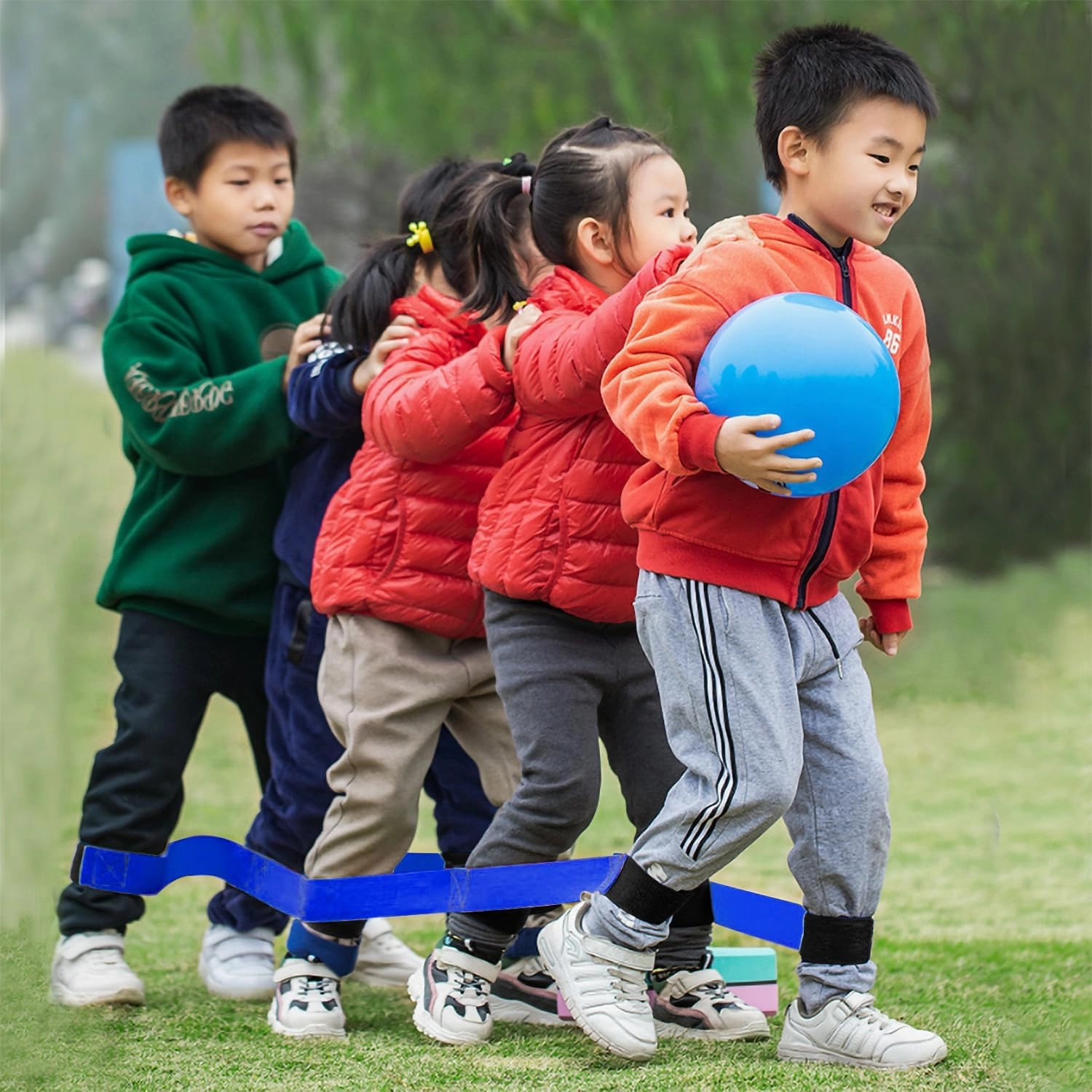 24 Pcs 6 Legged Race Band, Outdoor Party Group Game for Kid Adult, Cooperative Team Race for Birthday Party, Relay Race, Field Day, Team-Building, Backyard Activity Game with Carrying Pouch