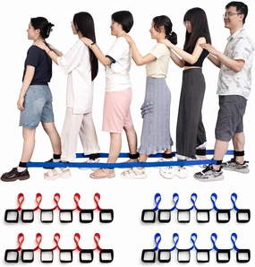 24 Pcs 6 Legged Race Band, Outdoor Party Group Game for Kid Adult, Cooperative Team Race for Birthday Party, Relay Race, Field Day, Team-Building, Backyard Activity Game with Carrying Pouch