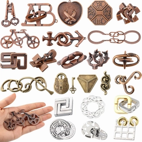 24Pcs Brain Teaser Puzzle for Adults,Highly Difficult Metal Brain Puzzles,IQ Logic Test Disentanglement Game 3D Metal Puzzle,Education Toys for Classroom Party Mind Challenge School Supplies